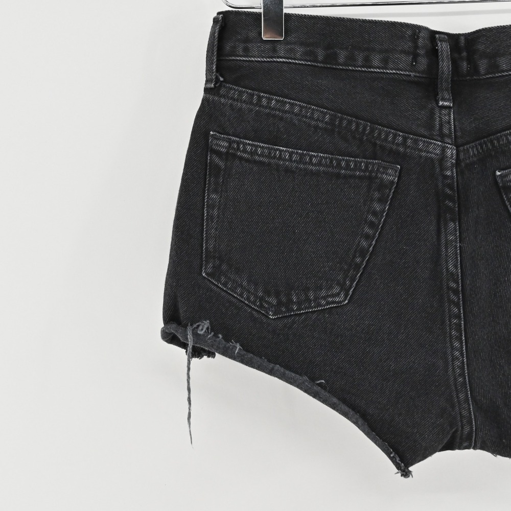 Agolde Parker Shorts Womens‎ Size 24 Black Distressed Button Fly Cutoff Denim - Picture 12 of 14
